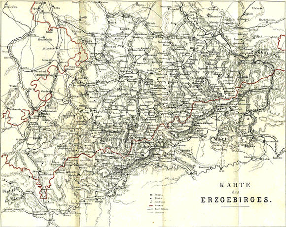 Karte des Erzgebirges