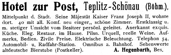Post, Teplitz-Schönau